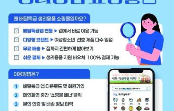 경기도 여성청소년 생리용품 온라인몰, 지난해 약 55억 거래액 기록