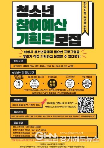 '청소년참여예산기획단' 모집 포스터