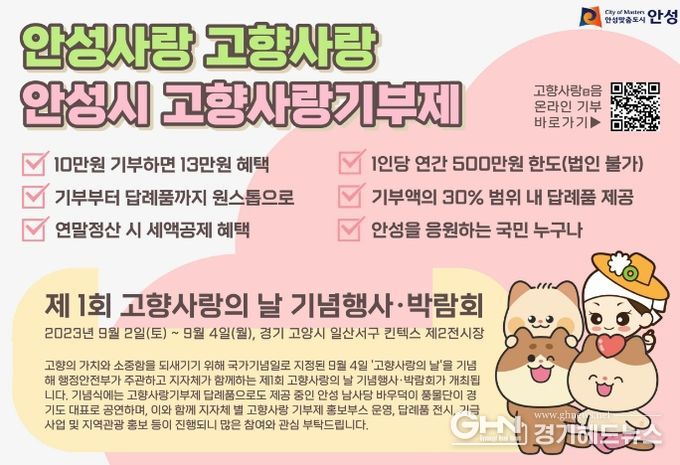 안성시, 고향사랑기부제 '파안대소' 삼죽농협-서서울농협, 파주-안성 기부 릴레이