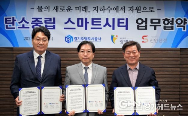 좌측부터 지종철 넥스트레인(주) 대표이사/김세용 경기주택도시공사 사장/박승원 광명시장