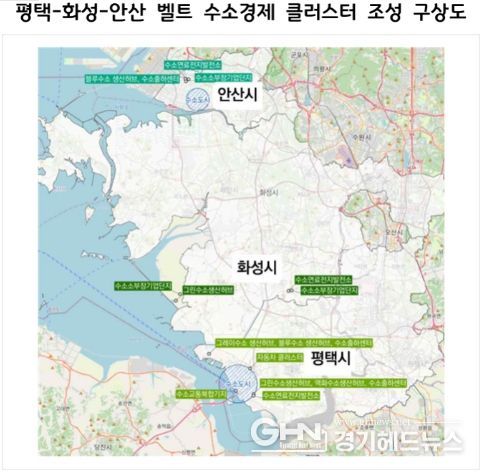 평택-화성-안산 벨트 수소경제 클러스터 조성 구상도