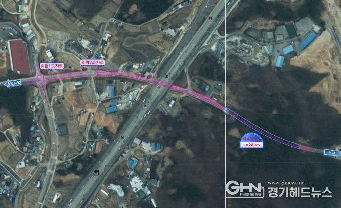 용인특례시가 처인구 여수곡터널~유림1교 구간 1개 차로를 추가한다