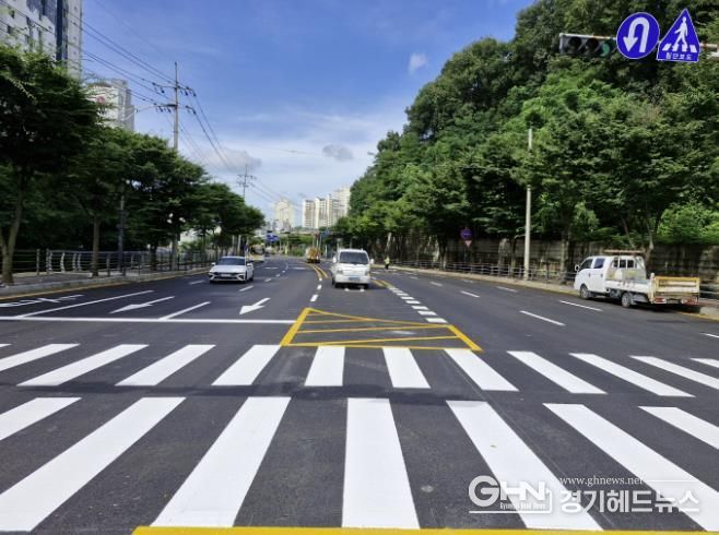기흥구가 마북동 일원에 도로 재포장을 했다