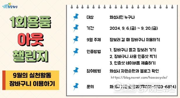 화성시, 1회용품 아웃 챌린지 실시