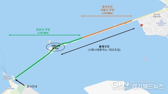 시화호방조제 자전거도로 정비공사 구간