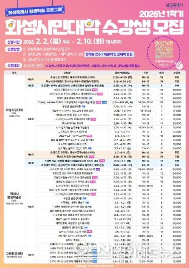 2026년 1학기 화성시민대학 수강생 모집 안내문