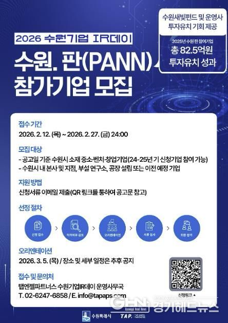 2026 수원기업 아이알(IR)데이 수원.판(PANN) 홍보물.